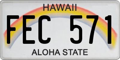 HI license plate FEC571