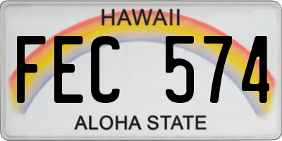HI license plate FEC574