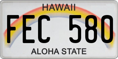 HI license plate FEC580