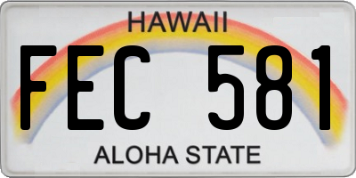 HI license plate FEC581