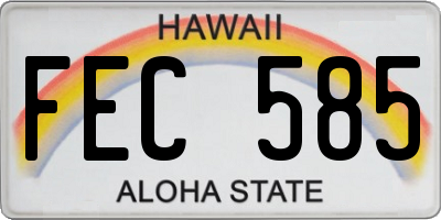 HI license plate FEC585