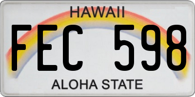 HI license plate FEC598