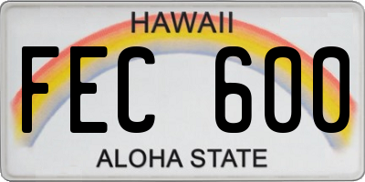 HI license plate FEC600