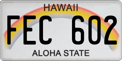 HI license plate FEC602