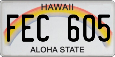 HI license plate FEC605