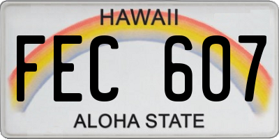 HI license plate FEC607