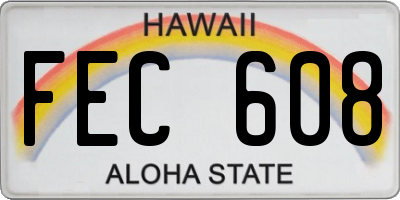HI license plate FEC608