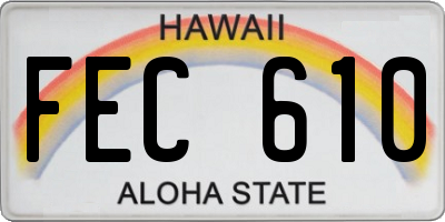 HI license plate FEC610