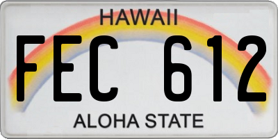HI license plate FEC612