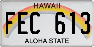 HI license plate FEC613