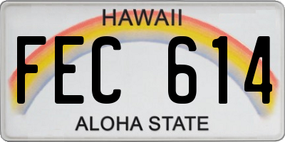 HI license plate FEC614