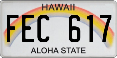HI license plate FEC617