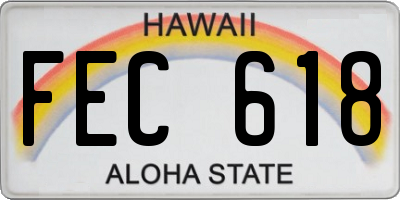 HI license plate FEC618