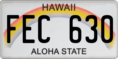 HI license plate FEC630
