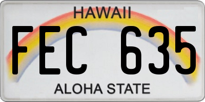 HI license plate FEC635