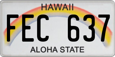 HI license plate FEC637
