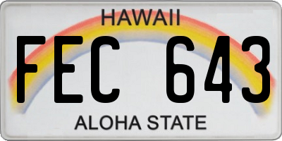 HI license plate FEC643