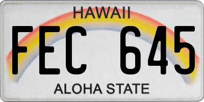 HI license plate FEC645