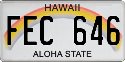 HI license plate FEC646