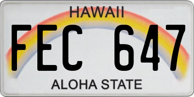 HI license plate FEC647