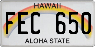 HI license plate FEC650