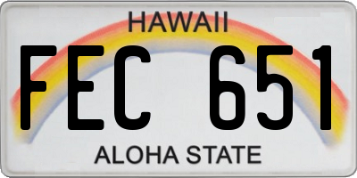 HI license plate FEC651