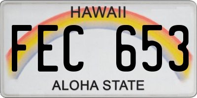 HI license plate FEC653
