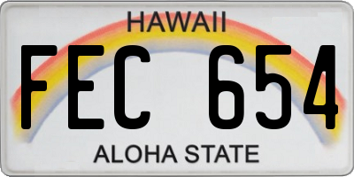 HI license plate FEC654