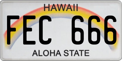 HI license plate FEC666