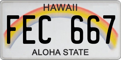 HI license plate FEC667