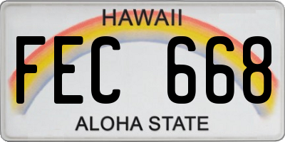 HI license plate FEC668