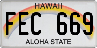 HI license plate FEC669