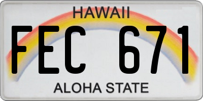 HI license plate FEC671