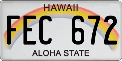 HI license plate FEC672