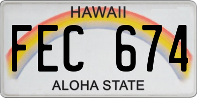 HI license plate FEC674