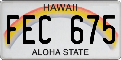 HI license plate FEC675