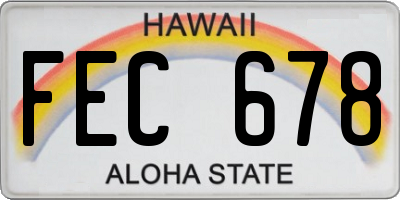 HI license plate FEC678