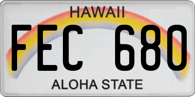 HI license plate FEC680