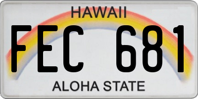 HI license plate FEC681