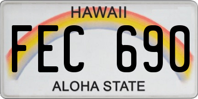 HI license plate FEC690