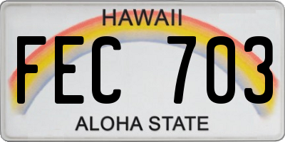 HI license plate FEC703