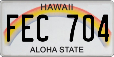 HI license plate FEC704