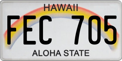 HI license plate FEC705