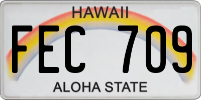 HI license plate FEC709