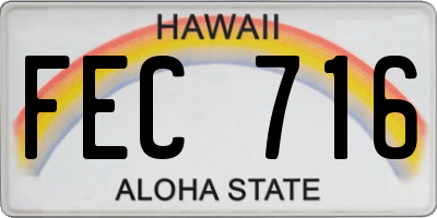 HI license plate FEC716