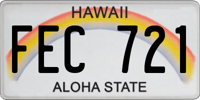 HI license plate FEC721