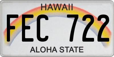 HI license plate FEC722