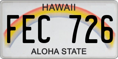 HI license plate FEC726