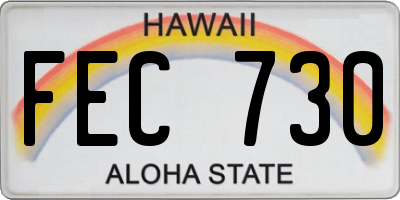 HI license plate FEC730