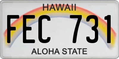 HI license plate FEC731
